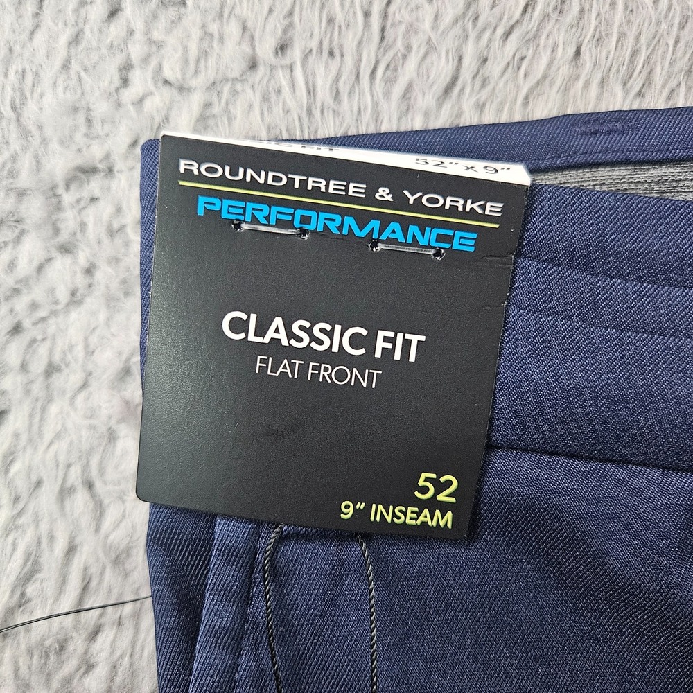 NEW Roundtree & Yorke Performance Shorts Men 52 x 9" Classic Flat Navy Golf‎